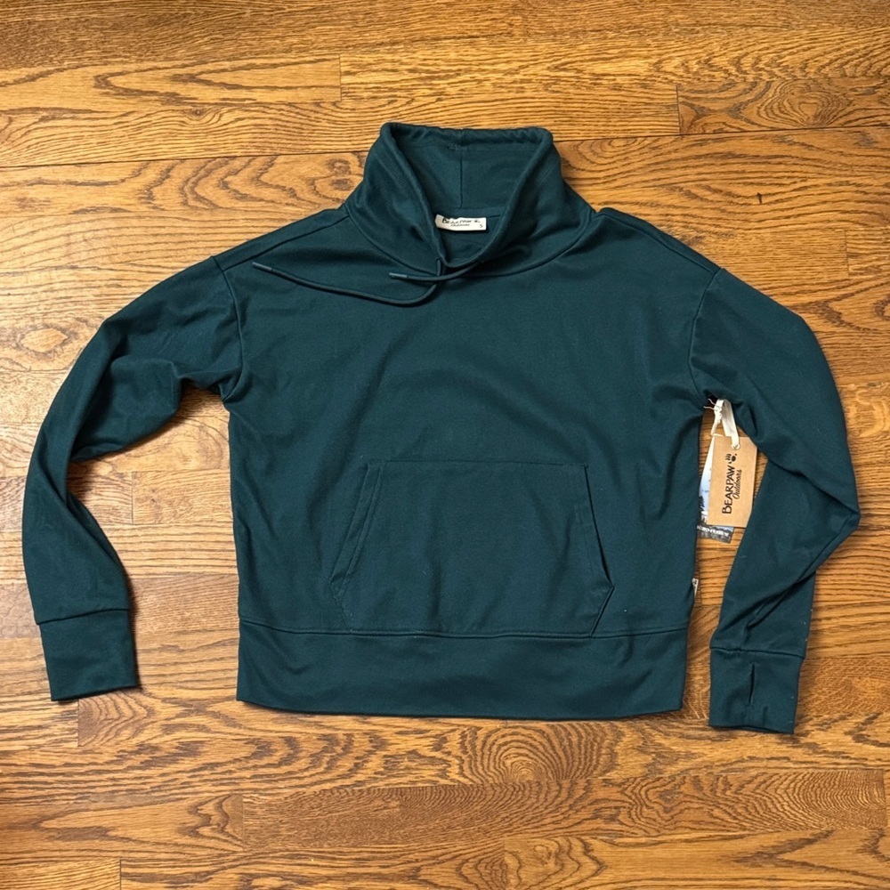 NWT BearPaw Women's Dark Green Cowl Neck Micro fleece Sweater